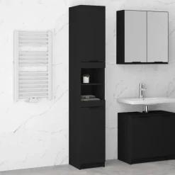 vidaXL - Badkamerkast - Zwart - Bewerkt hout