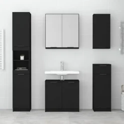 vidaXL - Badkamerkast - Zwart - Bewerkt hout