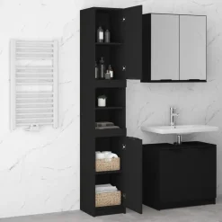 vidaXL - Badkamerkast - Zwart - Bewerkt hout