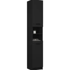 vidaXL - Badkamerkast - Zwart - Bewerkt hout