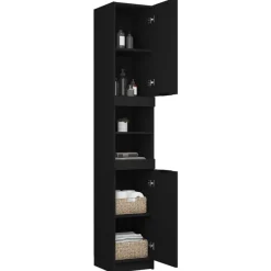 vidaXL - Badkamerkast - Zwart - Bewerkt hout
