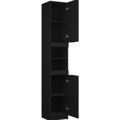 vidaXL - Badkamerkast - Zwart - Bewerkt hout