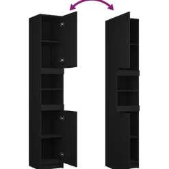 vidaXL - Badkamerkast - Zwart - Bewerkt hout