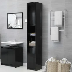 vidaXL - Badkamerkast - Zwart - Bewerkt hout Online