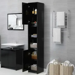 vidaXL - Badkamerkast - Zwart - Bewerkt hout Online