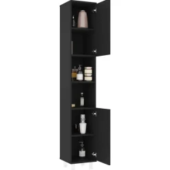 vidaXL - Badkamerkast - Zwart - Bewerkt hout Online