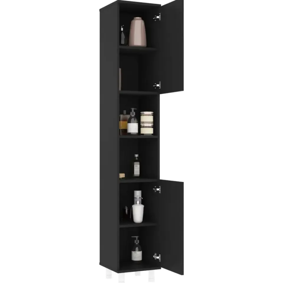 vidaXL - Badkamerkast - Zwart - Bewerkt hout Online