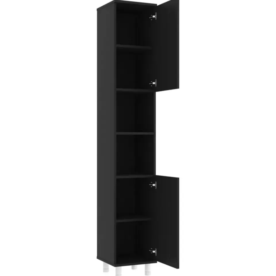 vidaXL - Badkamerkast - Zwart - Bewerkt hout Online