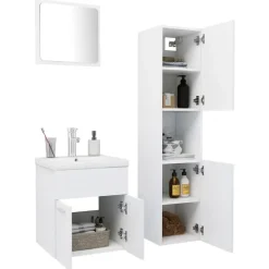 vidaXL - Badkamermeubelset - Wit - Bewerkt hout - 41 x 38.5 x 46 cm Outlet