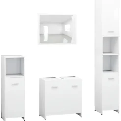 vidaXL - Badkamermeubelset - Wit - Bewerkt hout Hot