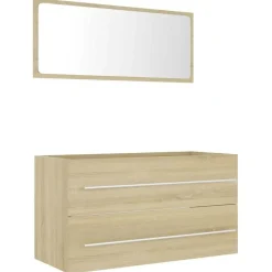 vidaXL - Badkamermeubelset - Bruin - Bewerkt hout New