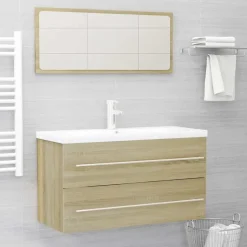 vidaXL - Badkamermeubelset - Bruin - Bewerkt hout New