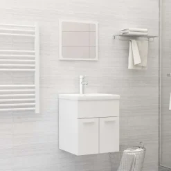 vidaXL - Badkamermeubelset - Wit - Bewerkt hout Outlet