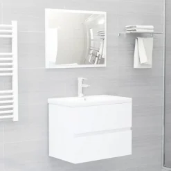 vidaXL - Badkamermeubelset - Wit - Bewerkt hout - 60 x 38.5 x 45 cm Clearance