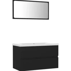 vidaXL - Badkamermeubelset - Zwart - Bewerkt hout - 80 x 38.5 x 45 cm Best