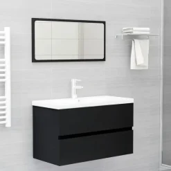 vidaXL - Badkamermeubelset - Zwart - Bewerkt hout - 80 x 38.5 x 45 cm Best