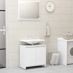 vidaXL - Badkamermeubelset - Wit - Bewerkt hout Sale