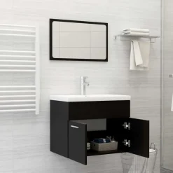 vidaXL - Badkamermeubelset - Zwart - Bewerkt hout - 60 x 38.5 x 46 cm