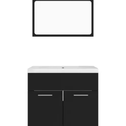 vidaXL - Badkamermeubelset - Zwart - Bewerkt hout - 60 x 38.5 x 46 cm