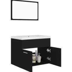 vidaXL - Badkamermeubelset - Zwart - Bewerkt hout - 60 x 38.5 x 46 cm