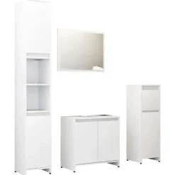 vidaXL - Badkamermeubelset - Wit - Bewerkt hout New