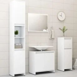 vidaXL - Badkamermeubelset - Wit - Bewerkt hout New