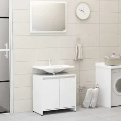 vidaXL - Badkamermeubelset - Wit - Bewerkt hout New