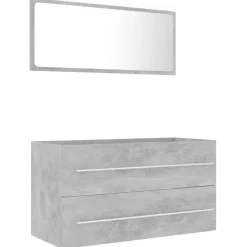 vidaXL - Badkamermeubelset - Grijs - Bewerkt hout Clearance