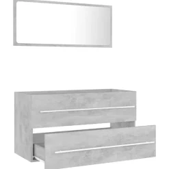 vidaXL - Badkamermeubelset - Grijs - Bewerkt hout Clearance