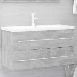 vidaXL - Badkamermeubelset - Grijs - Bewerkt hout Clearance