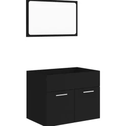 vidaXL - Badkamermeubelset - Zwart - Bewerkt hout New