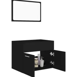 vidaXL - Badkamermeubelset - Zwart - Bewerkt hout New