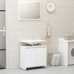 vidaXL - Badkamermeubelset - Wit - Bewerkt hout Discount