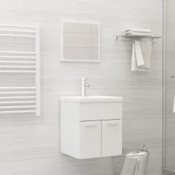 vidaXL - Badkamermeubelset - Wit - Bewerkt hout - 41 x 38.5 x 46 cm New