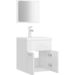 vidaXL - Badkamermeubelset - Wit - Bewerkt hout - 41 x 38.5 x 46 cm New