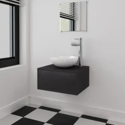 vidaXL - Badkamermeubelset - Zwart - Bewerkt hout Hot