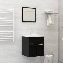 vidaXL - Badkamermeubelset - Zwart - Bewerkt hout - 41 x 38.5 x 46 cm Outlet