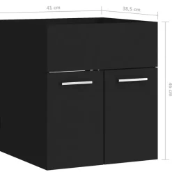 vidaXL - Badkamermeubelset - Zwart - Bewerkt hout - 41 x 38.5 x 46 cm Outlet