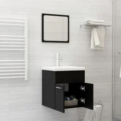 vidaXL - Badkamermeubelset - Zwart - Bewerkt hout - 41 x 38.5 x 46 cm Outlet