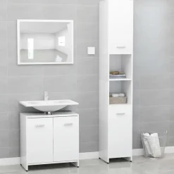 vidaXL - Badkamermeubelset - Wit - Bewerkt hout New