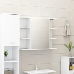 vidaXL - Badkamerspiegelkast - Wit - Bewerkt hout