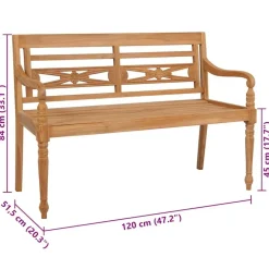 vidaXL - Bank Batavia met zwart kussen - Teakhout - 120x51.5x84 cm Discount