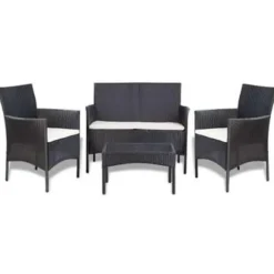 vidaXL - Bankset - Zwart - Poly rattan Discount