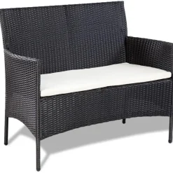 vidaXL - Bankset - Zwart - Poly rattan Discount
