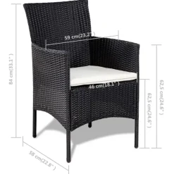 vidaXL - Bankset - Zwart - Poly rattan Discount