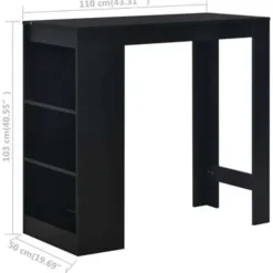 vidaXL - Bartafel - Zwart - Bewerkt hout Clearance