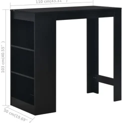 vidaXL - Bartafel - Zwart - Bewerkt hout Clearance