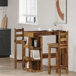 vidaXL - Bartafel met opbergruimte - Oud hout - Bewerkt hout - 100x48 cm Discount