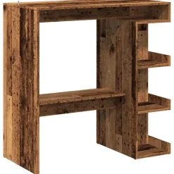 vidaXL - Bartafel met opbergruimte - Oud hout - Bewerkt hout - 100x48 cm Discount