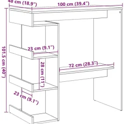 vidaXL - Bartafel met opbergruimte - Oud hout - Bewerkt hout - 100x48 cm Discount